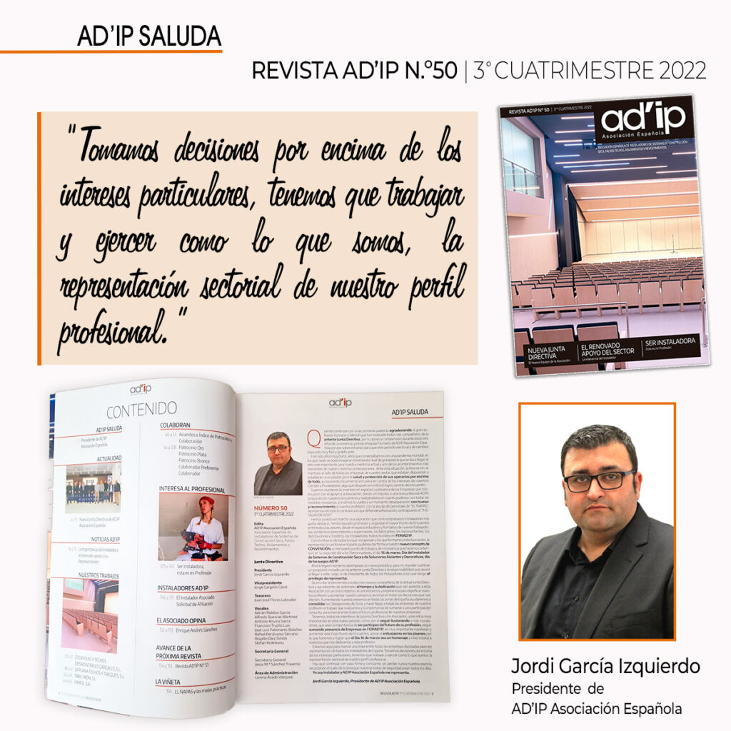 AD IP SALUDA Jordi García Izquierdo Revista AD IP N º50 AD IP